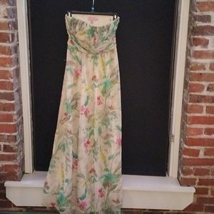 Ted Baker size 1 floral ankle length strapless dress
